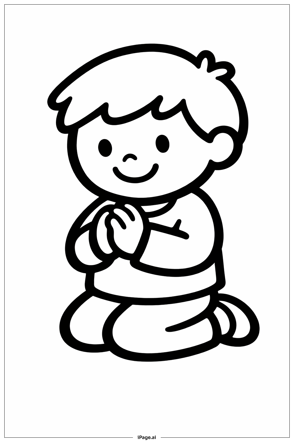 Página para colorir de Criança Sorridente Rezando na Sexta-feira Santa