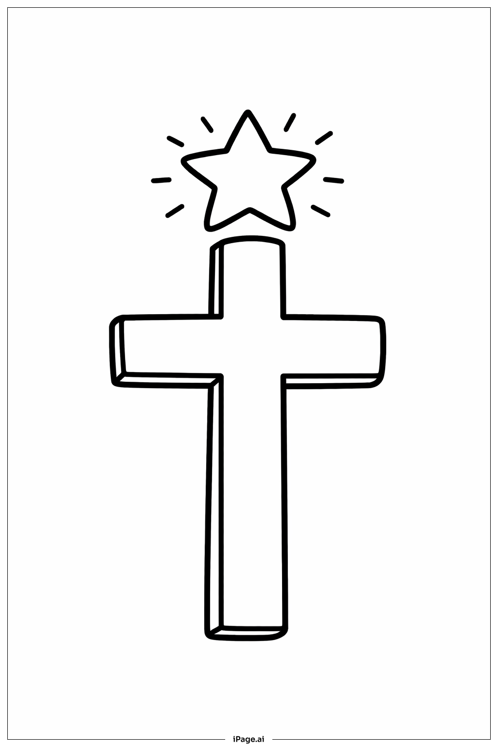  十字架上方的耶稣受难日之星填色页 