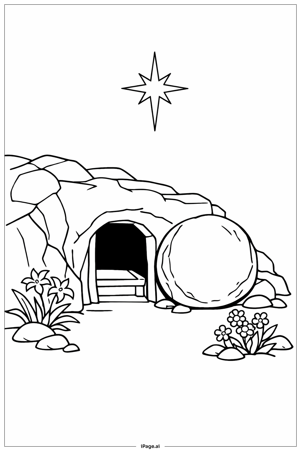 耶穌受難日空墓上的星星著色頁