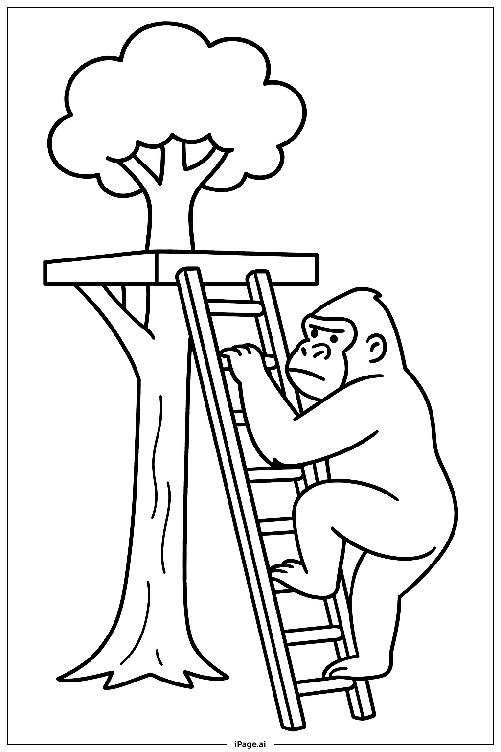  Página para colorir de Gorila Subindo Escada 