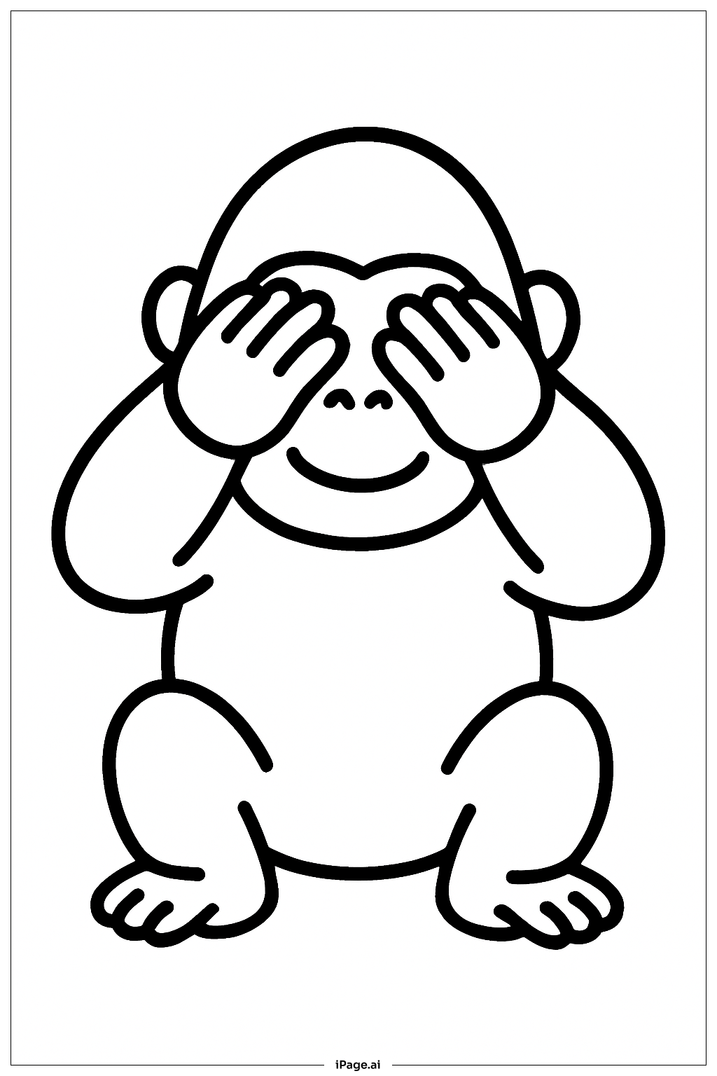  Page de coloriage Gorille jouant à cache-cache 