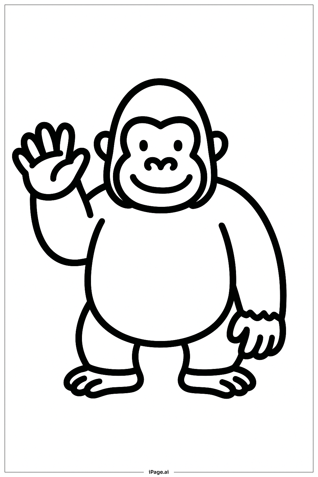  Page de coloriage Gorille faisant signe de la main 