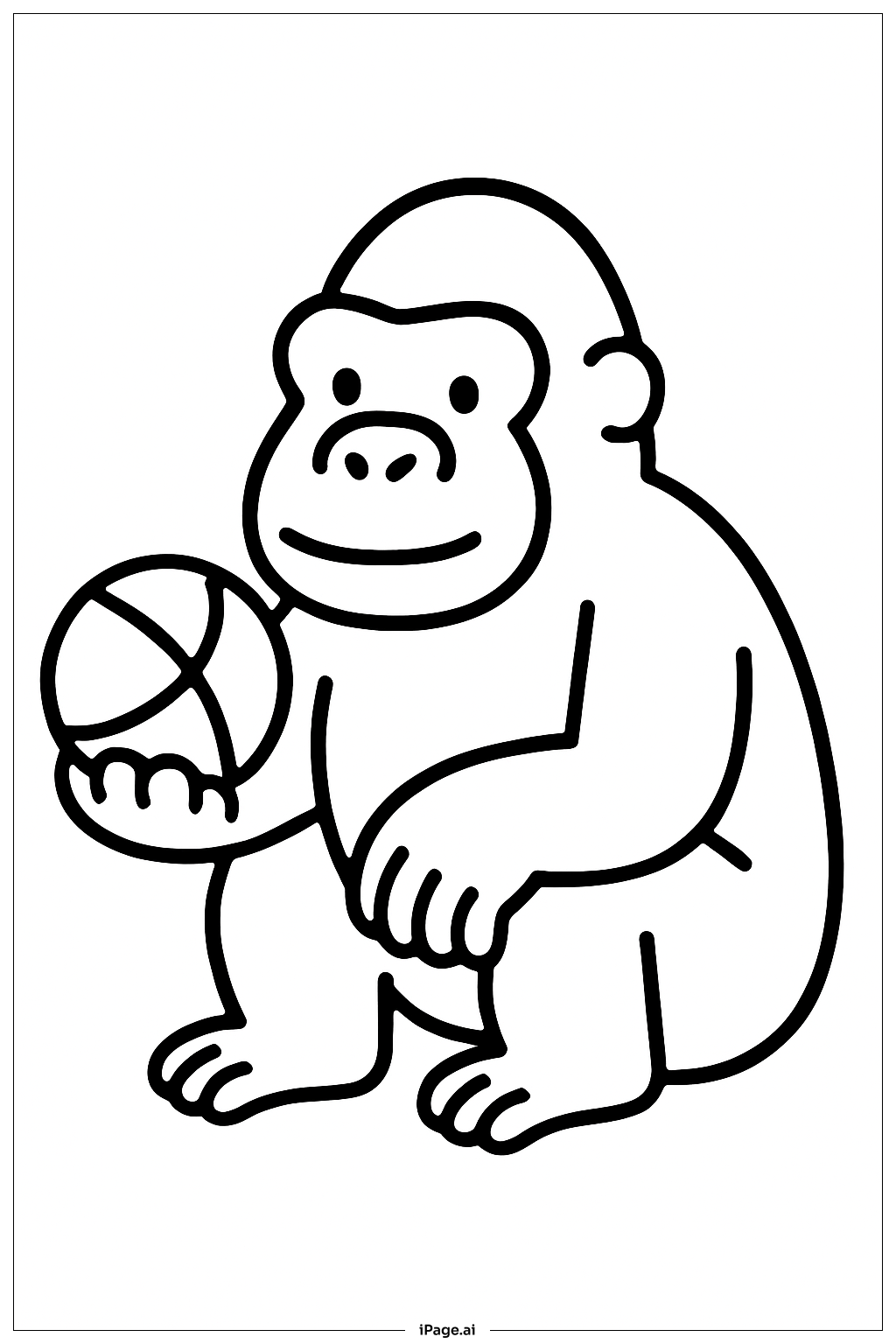  Page de coloriage Gorille avec ballon 