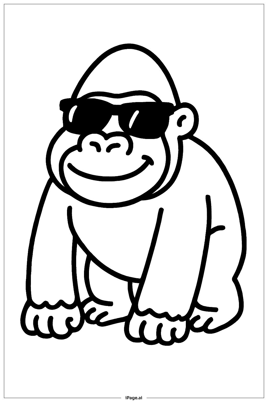  Page de coloriage Gorille avec des lunettes de soleil 