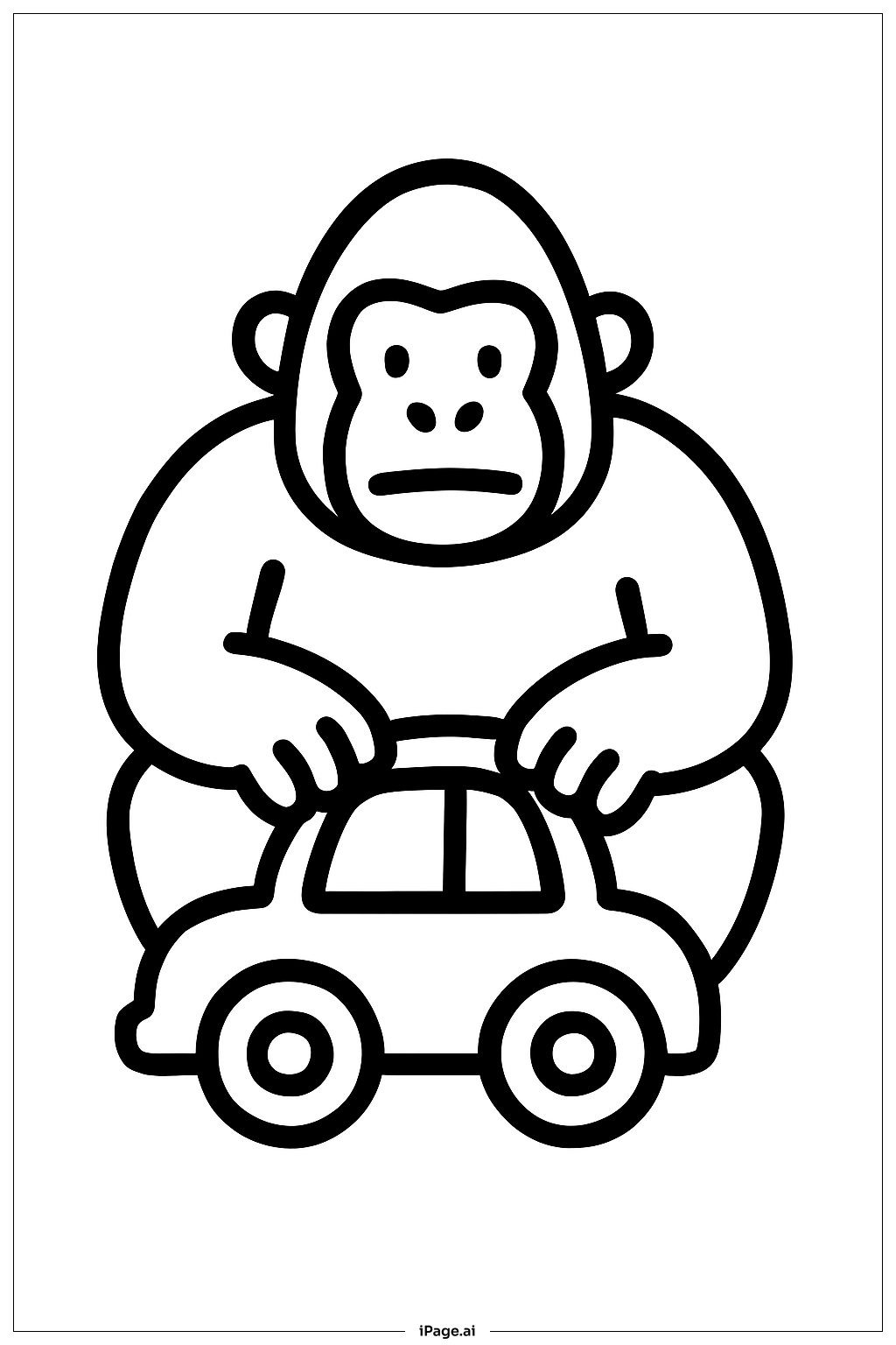  Page de coloriage Gorille avec jouet 