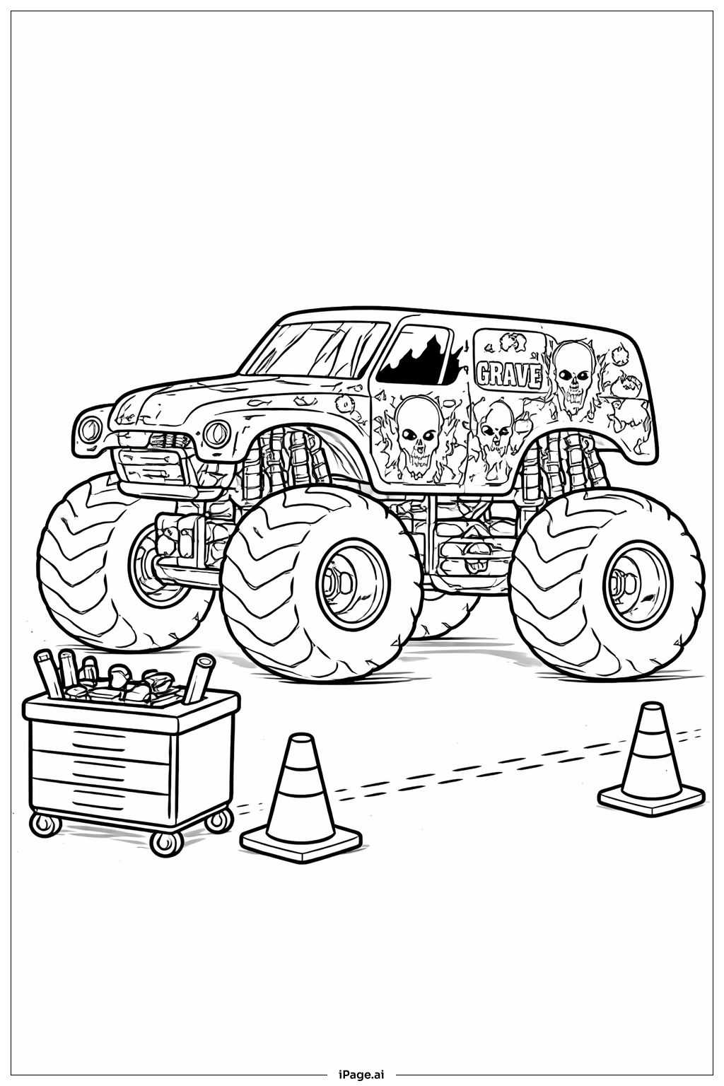  Página para colorir de Coveiro na Parada de Pit Stop 