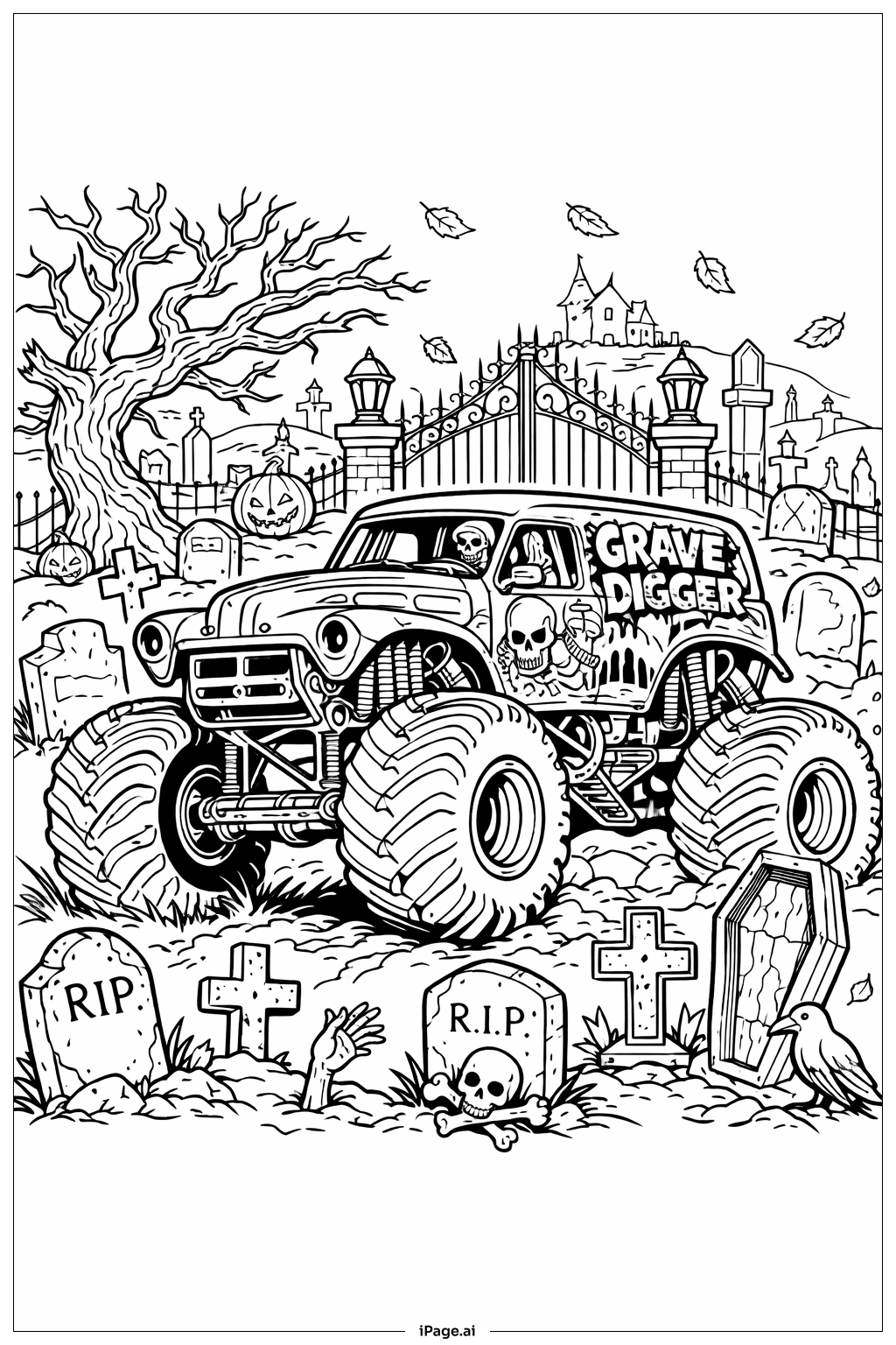  盗墓者墓地竞赛填色页 