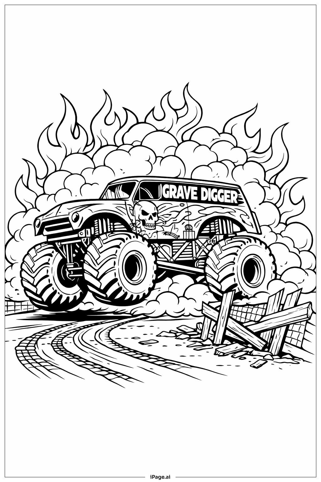  掘墓者火焰与烟雾填色页 