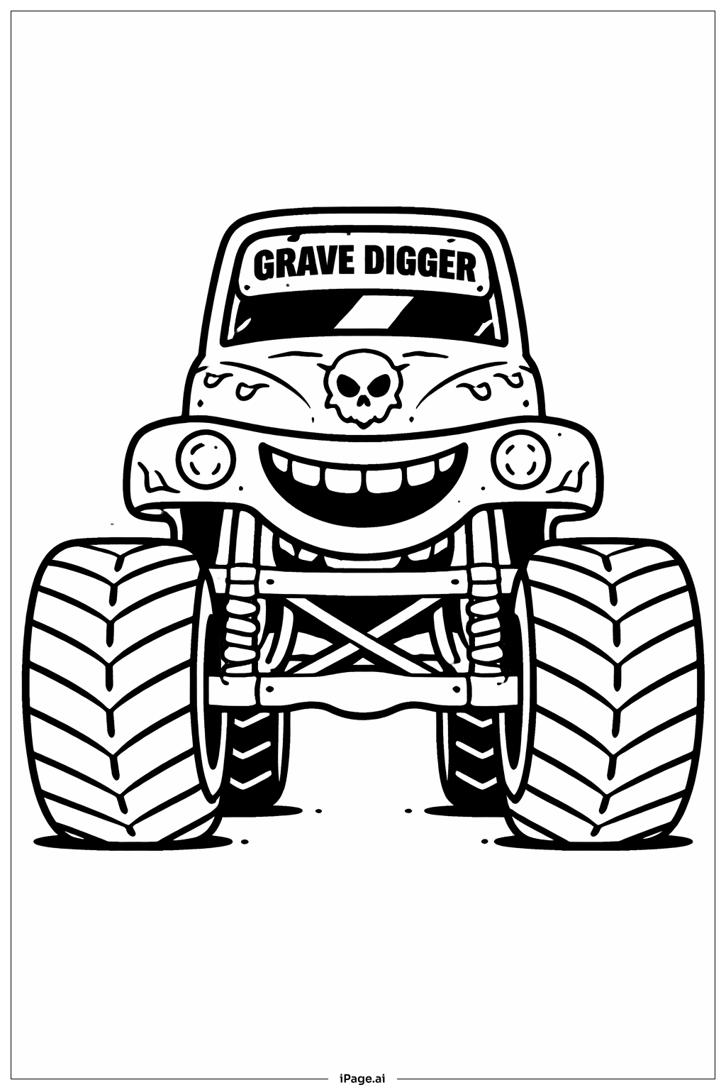  Grave Digger Frontansicht Ausmalseite 