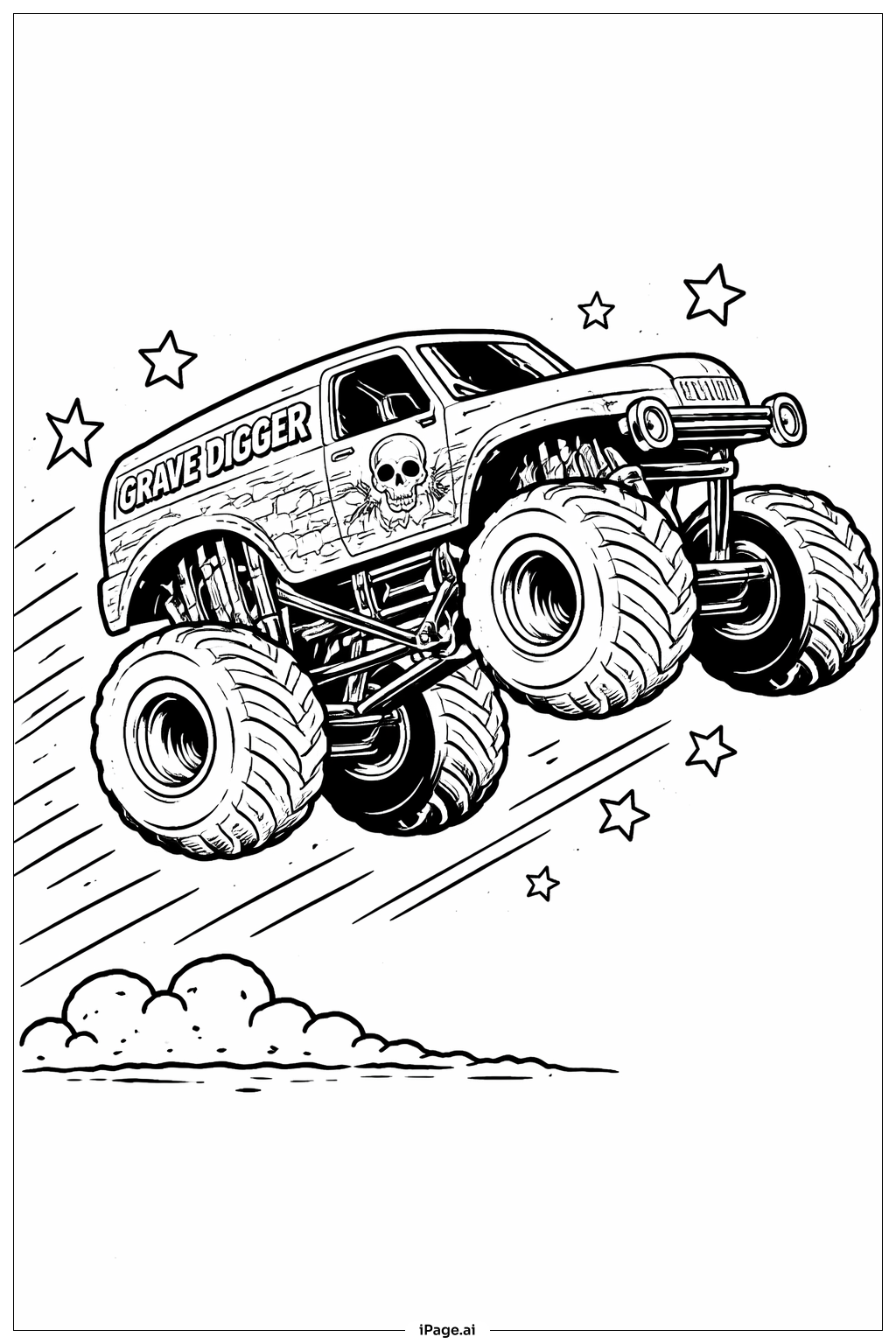  Trang tô màu Xe tải Grave Digger Nhảy Bật 