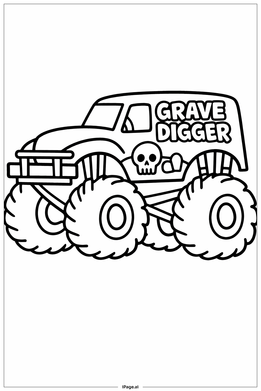  Grave Digger Einfacher Kotflügel Ausmalseite 