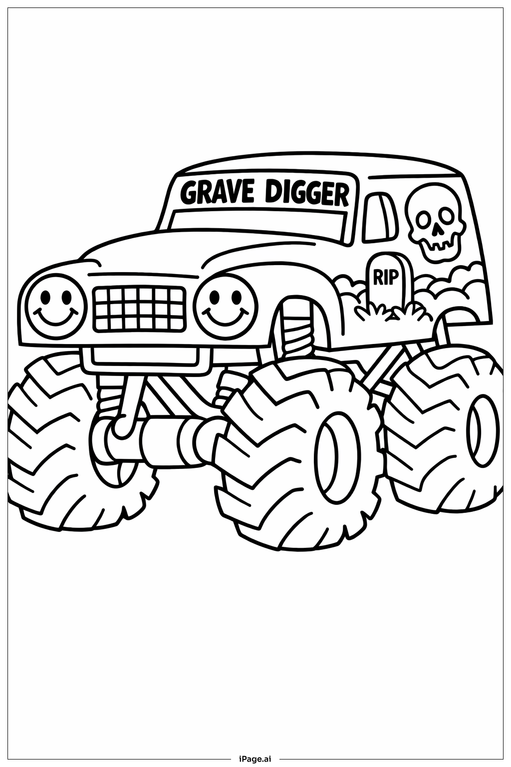  Grave Digger Smiley Scheinwerfer Ausmalseite 