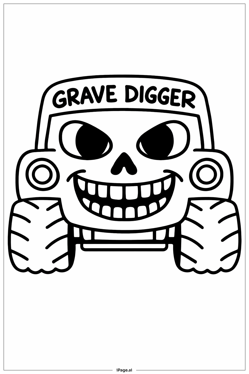  Grave Digger Lächelnder Fahrer Ausmalseite 