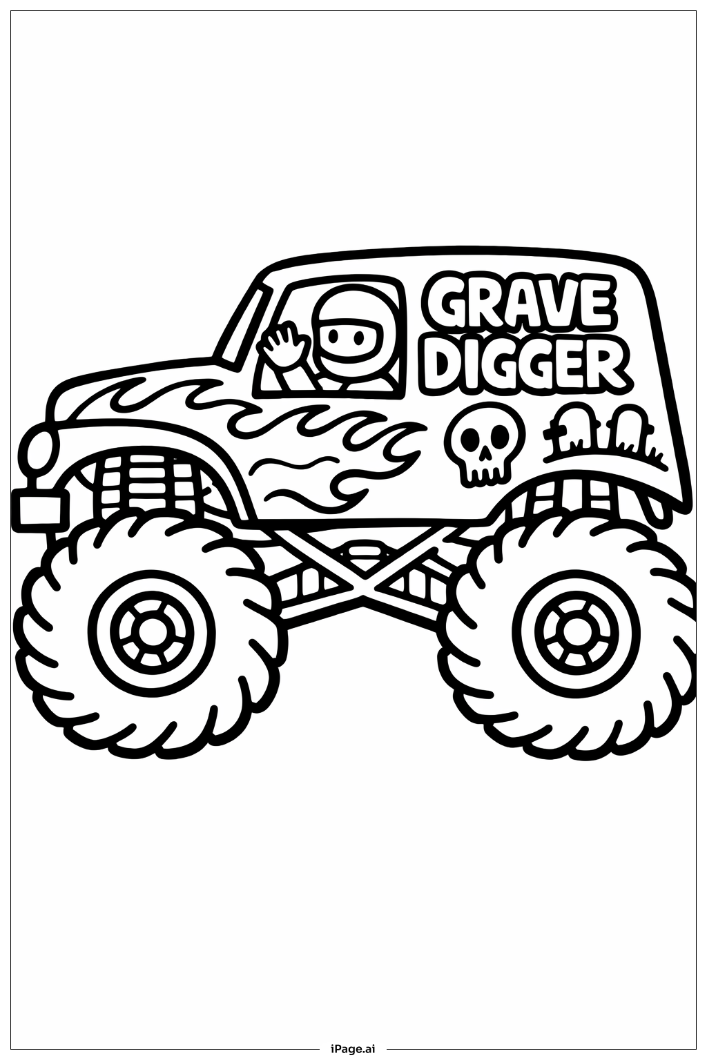  Grave Digger Tiny Driver Ausmalseite 
