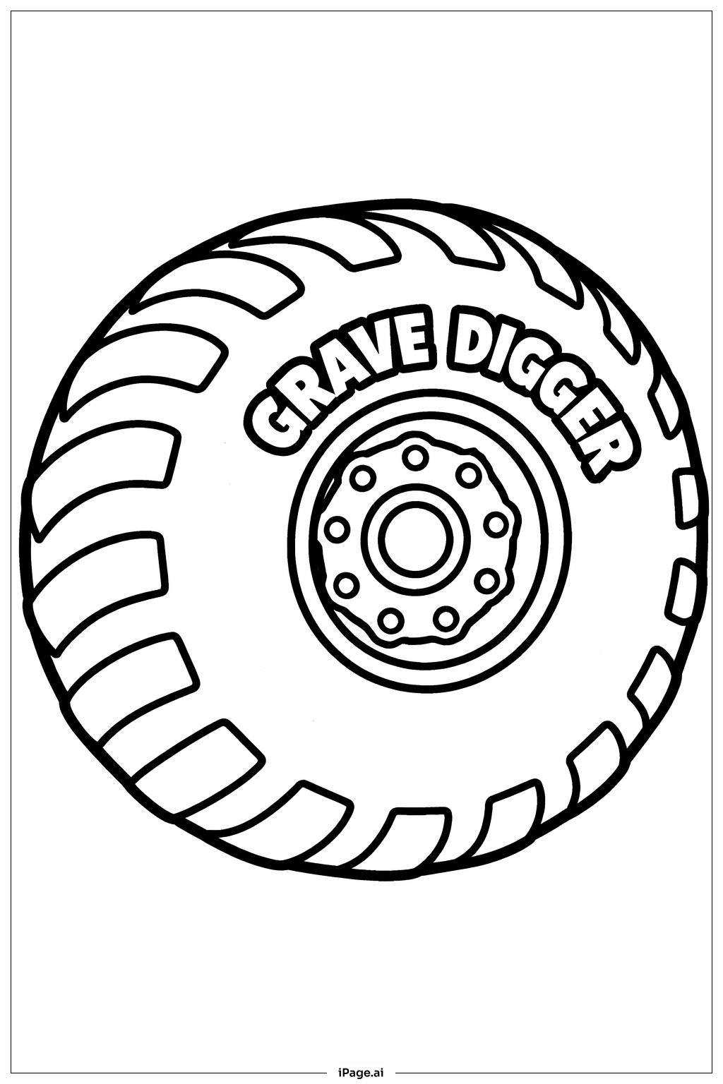  Grave Digger Rad Nahaufnahme Ausmalseite 