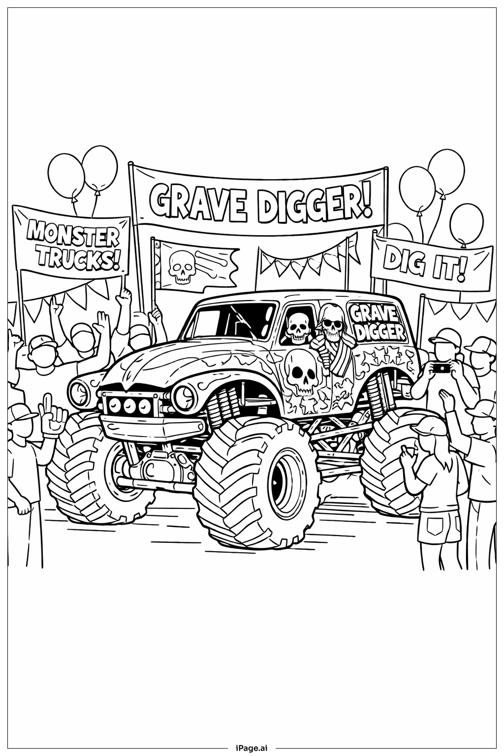  带粉丝的塚墓挖掘者填色页 