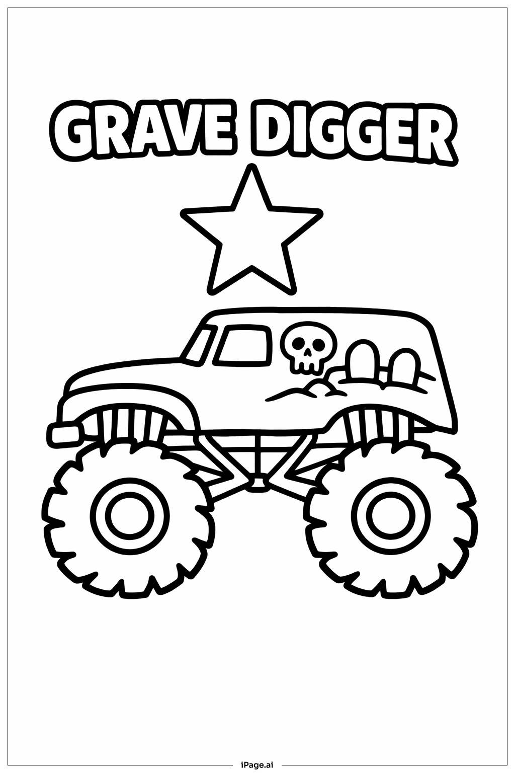  Grave Digger mit Stern Ausmalseite 