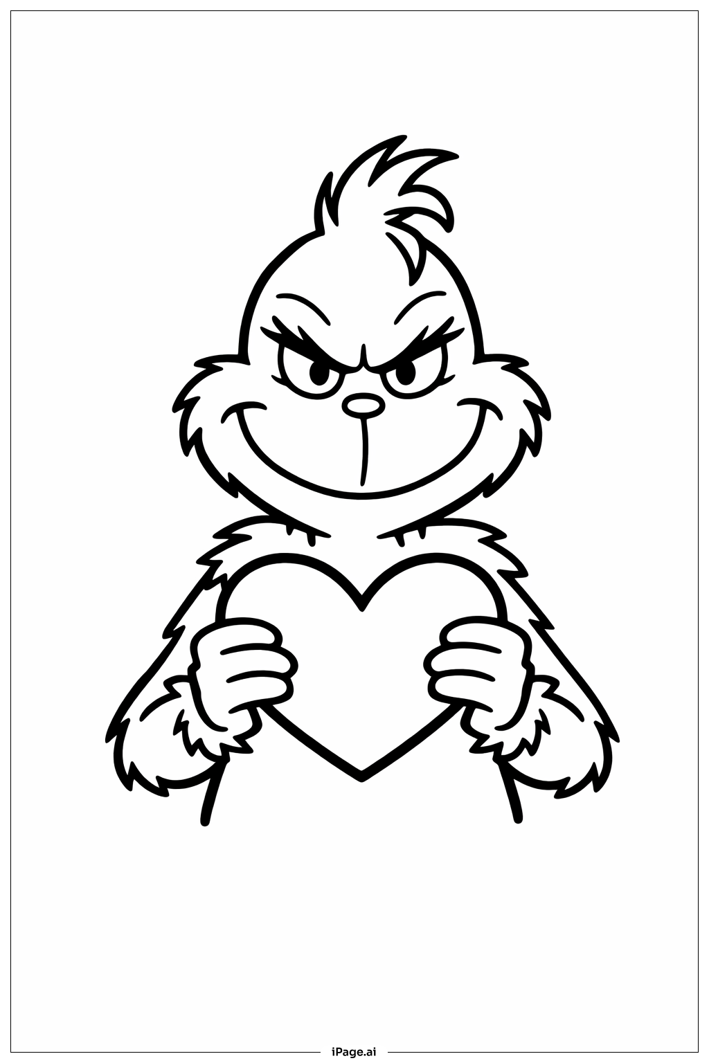  格林奇抱着心形填色页 