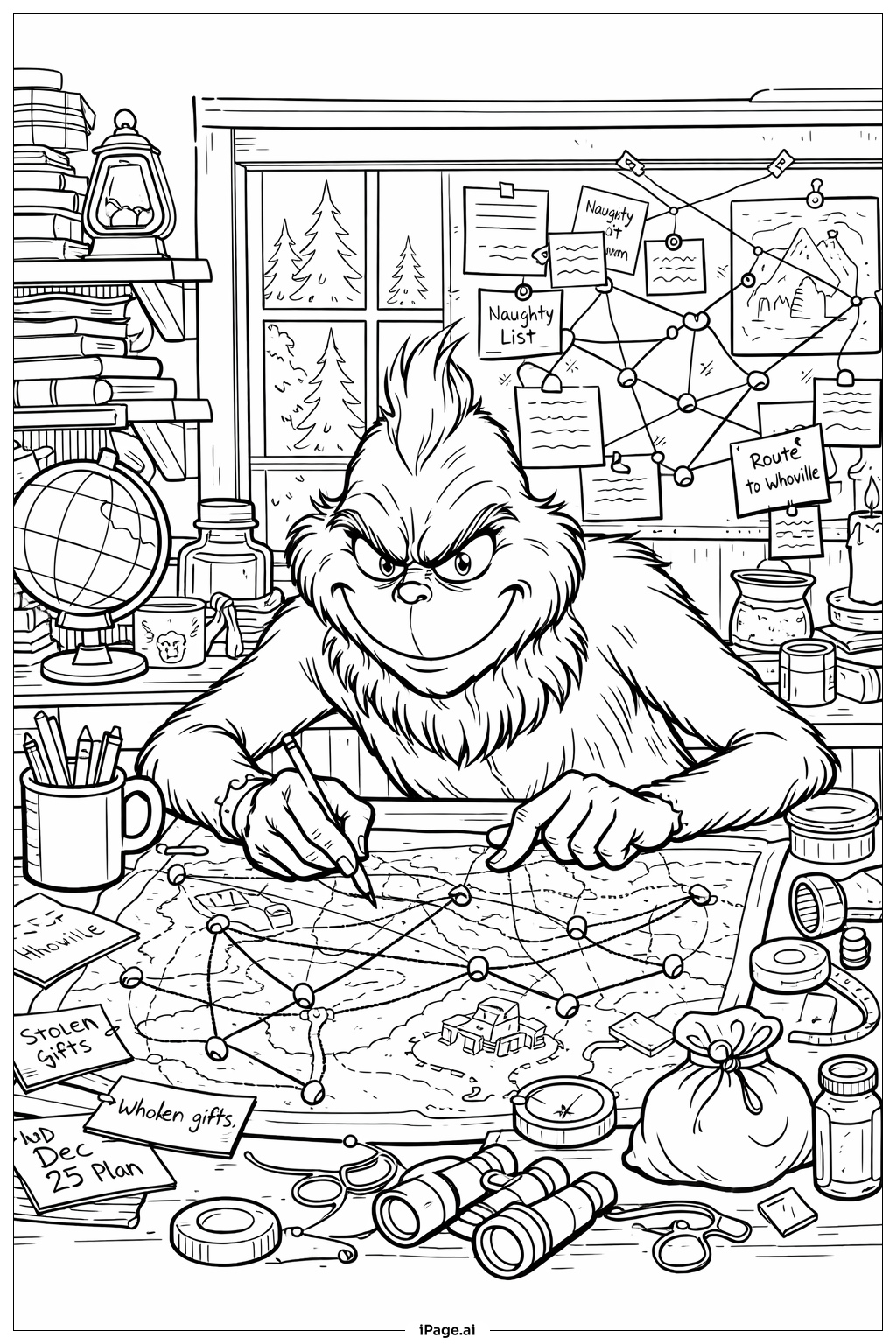  格林奇绘制地图填色页 