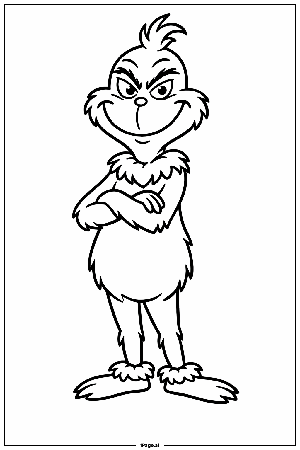  格林奇微笑的简单姿势填色页 