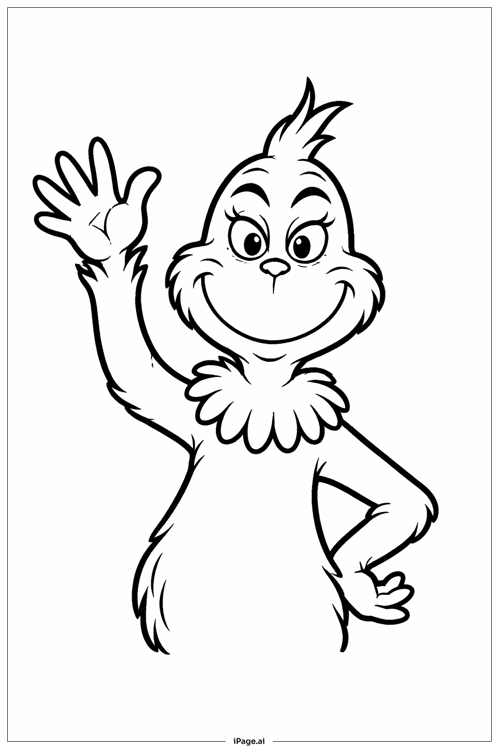  格林奇挥手填色页 