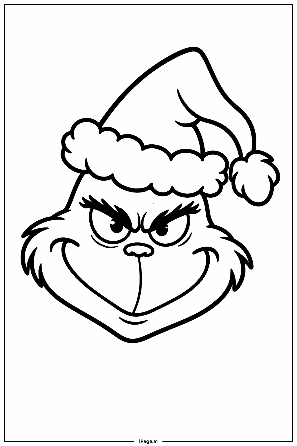  戴圣诞帽的格林奇填色页 