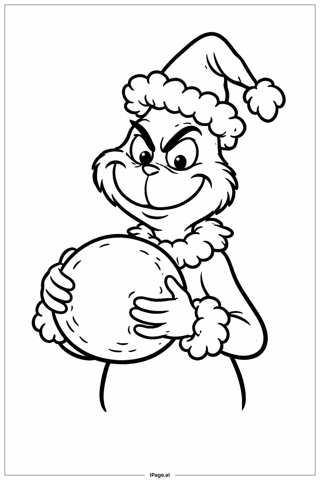  拿着雪球的格林奇填色页 