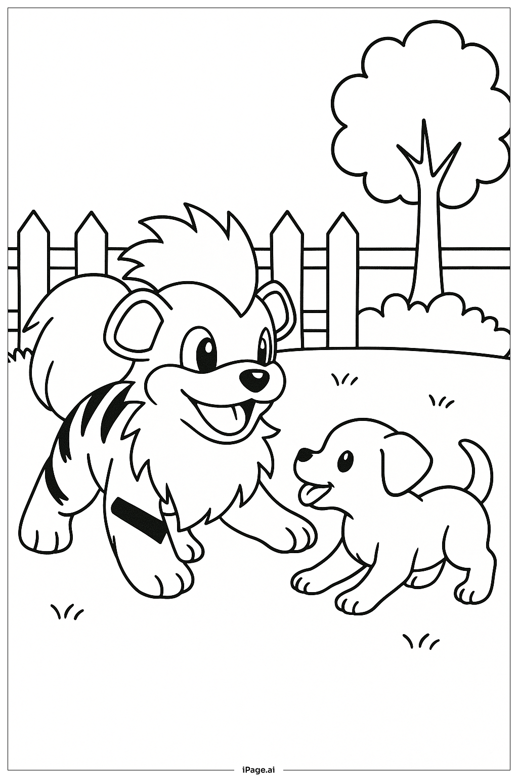  卡蒂狗和小狗填色页 