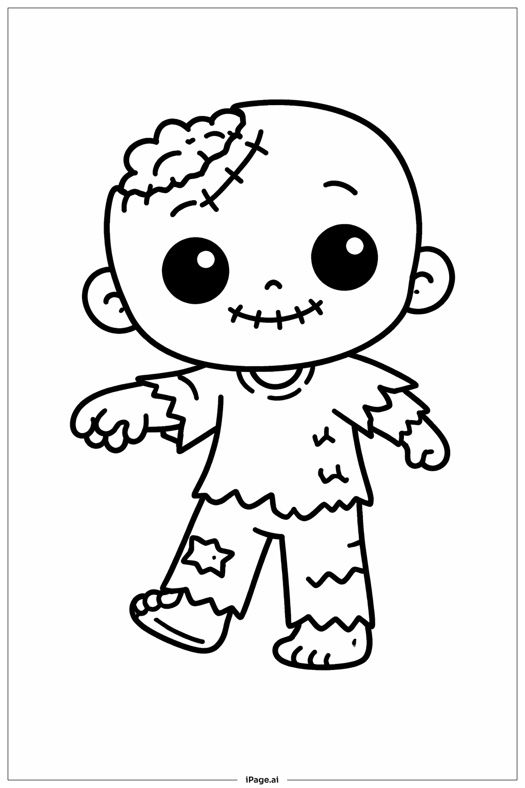  Halloween Freundlicher Zombie Ausmalseite 