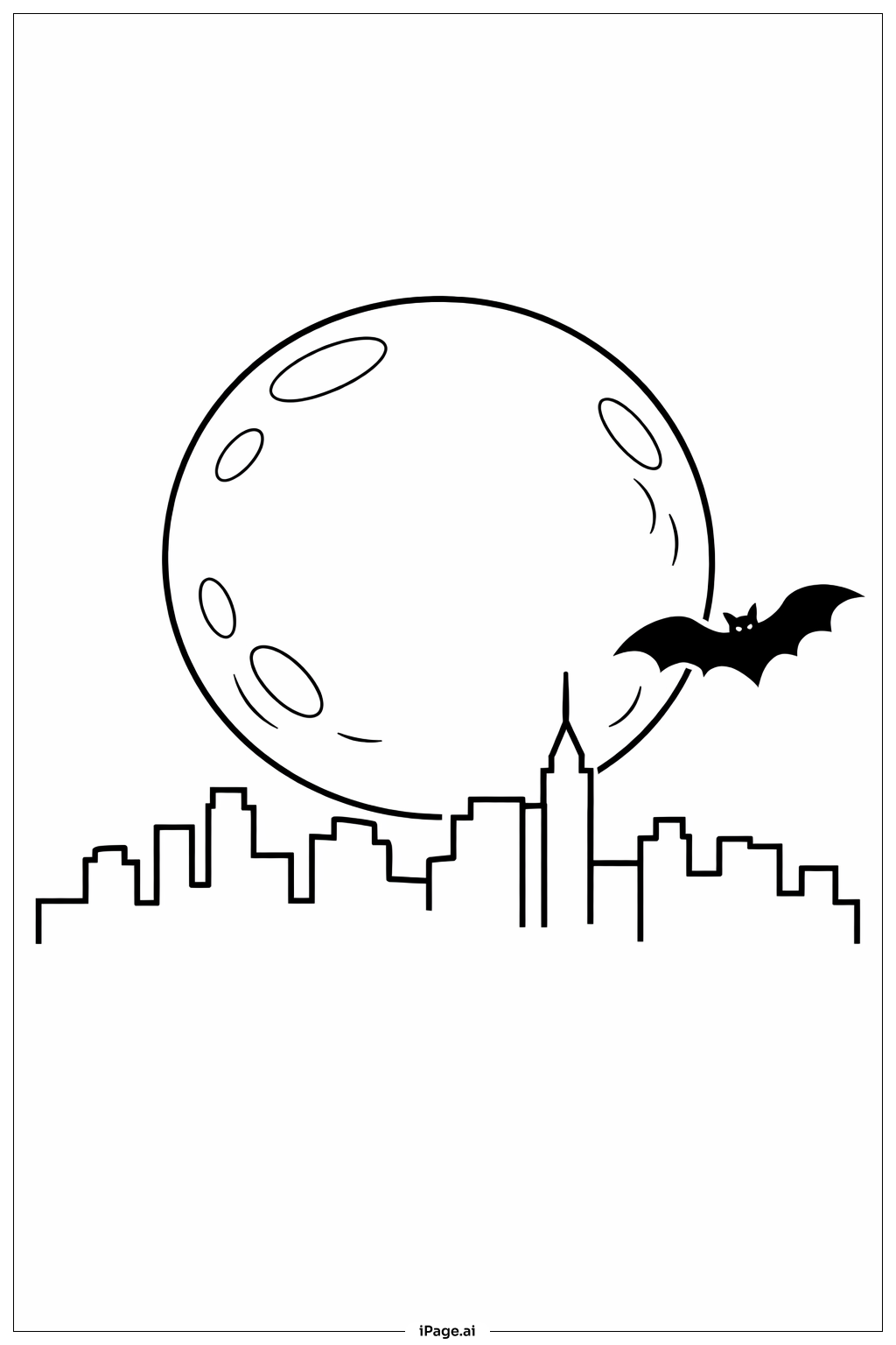  Halloween Vollmondnacht-Szene Ausmalseite 