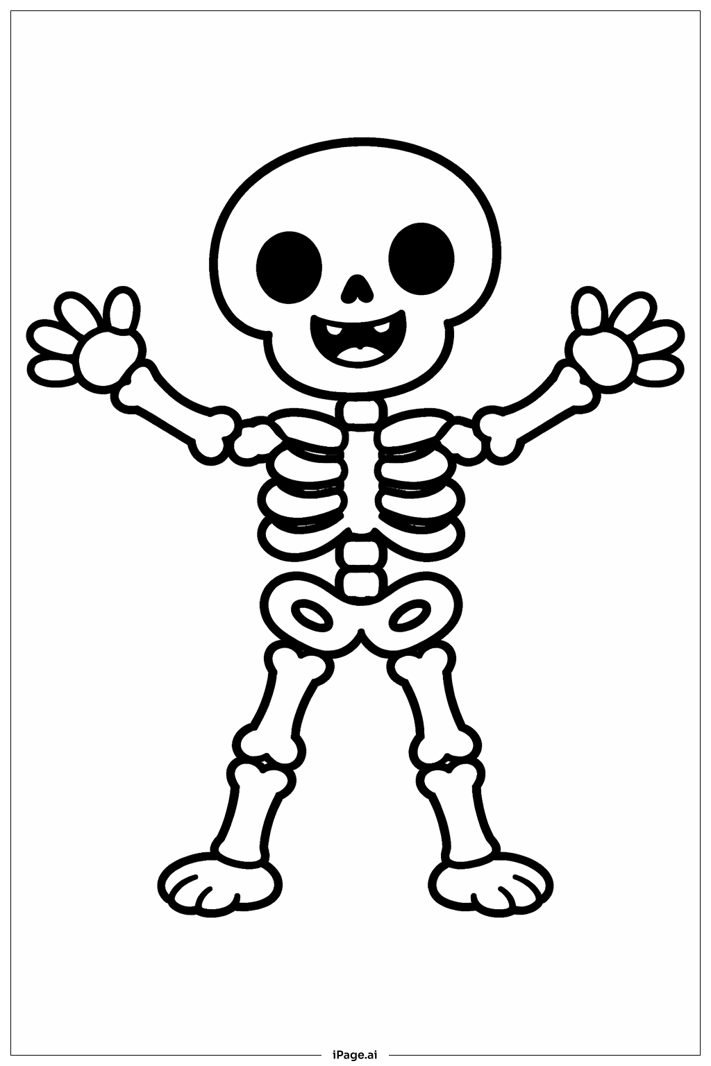  Halloween Fröhliches Skelett Ausmalseite 