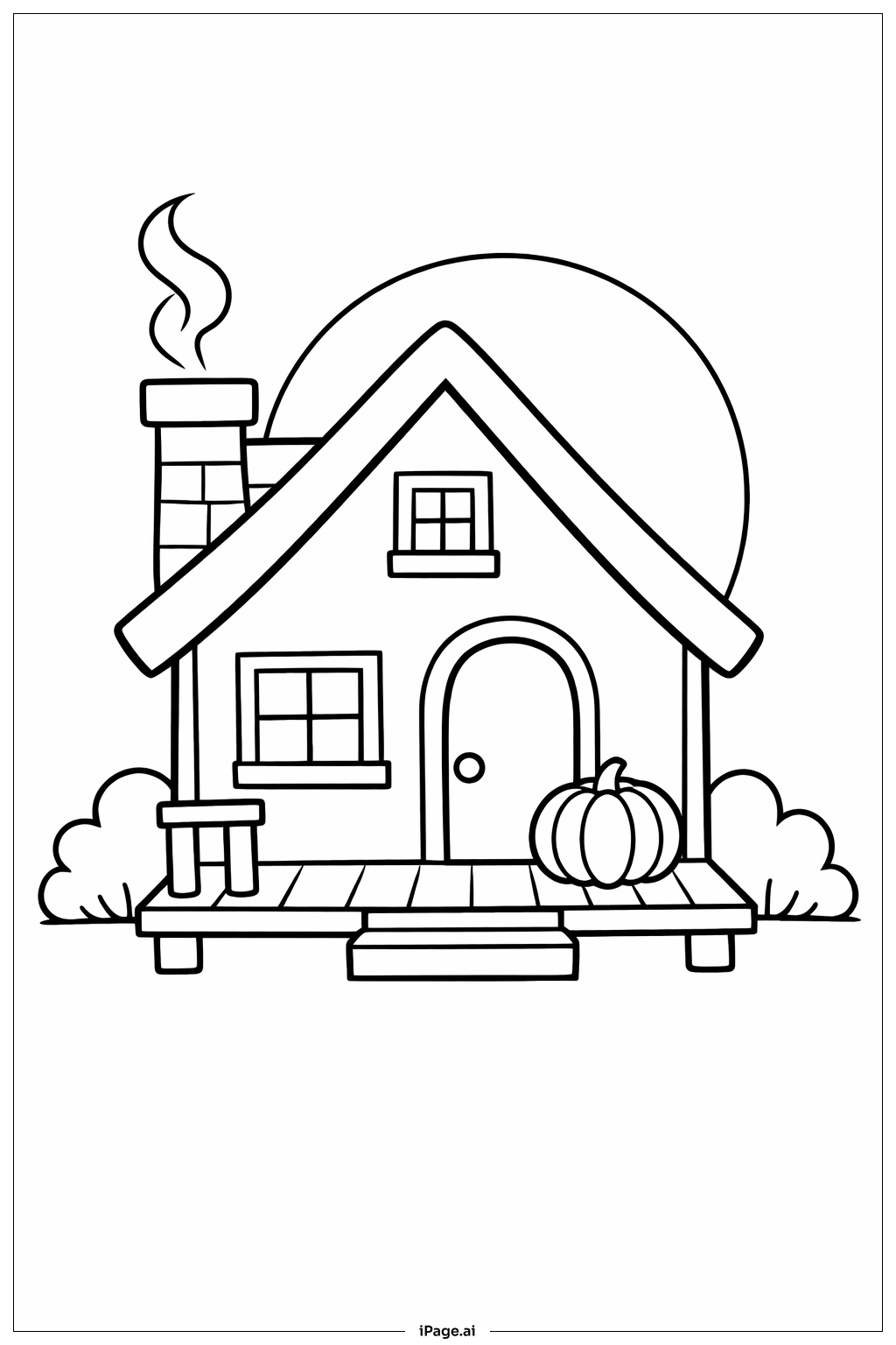  Halloween Spukhaus mit Mond Ausmalseite 