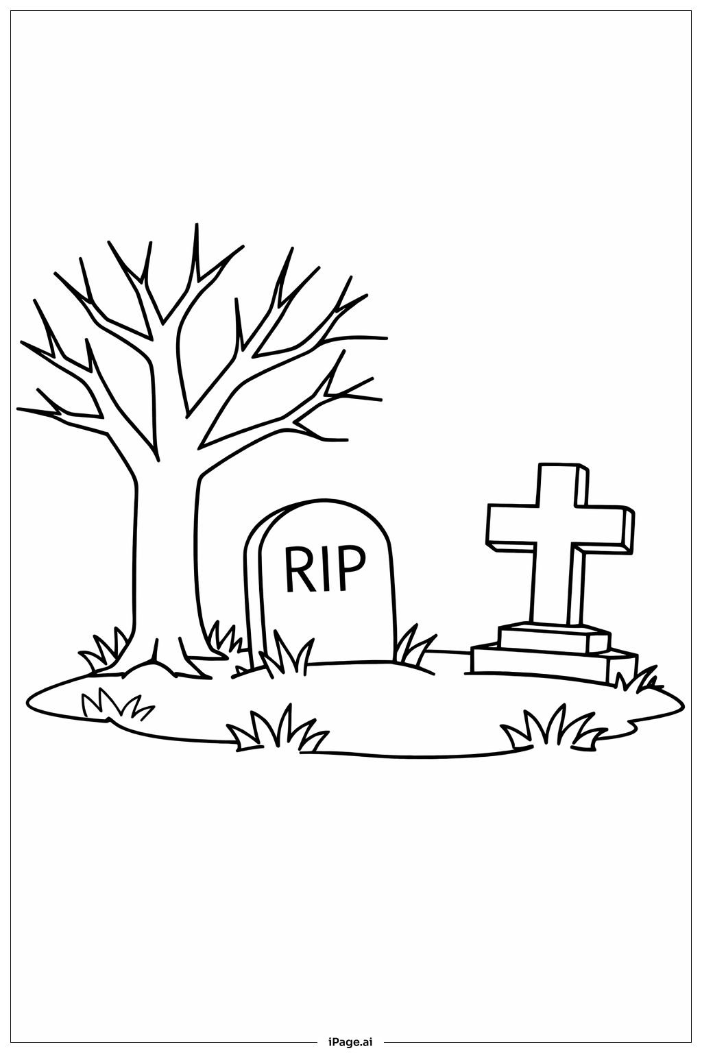  Halloween Spukfriedhof Nacht Ausmalseite 