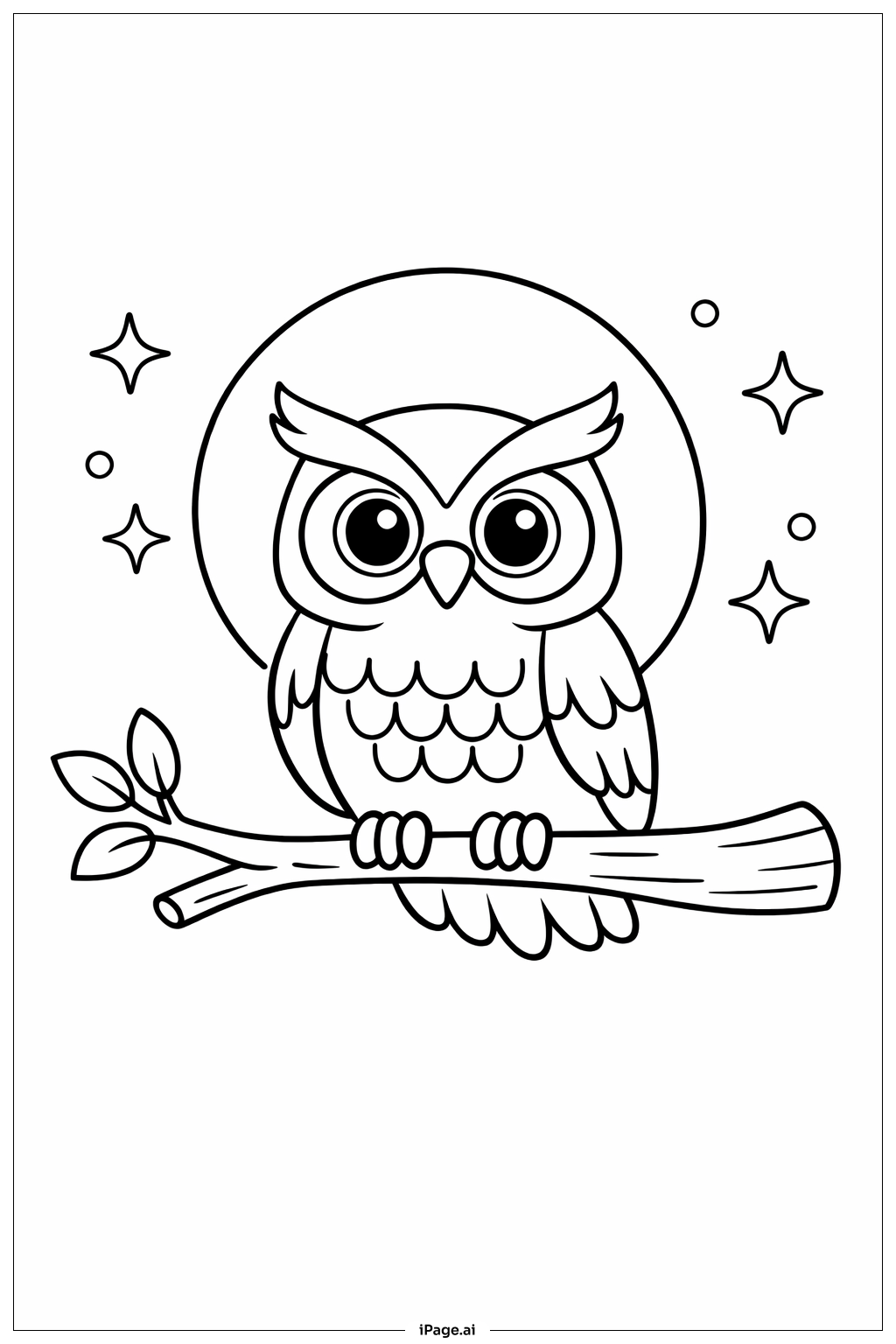  Halloween-Eule im Mondlicht Ausmalseite 
