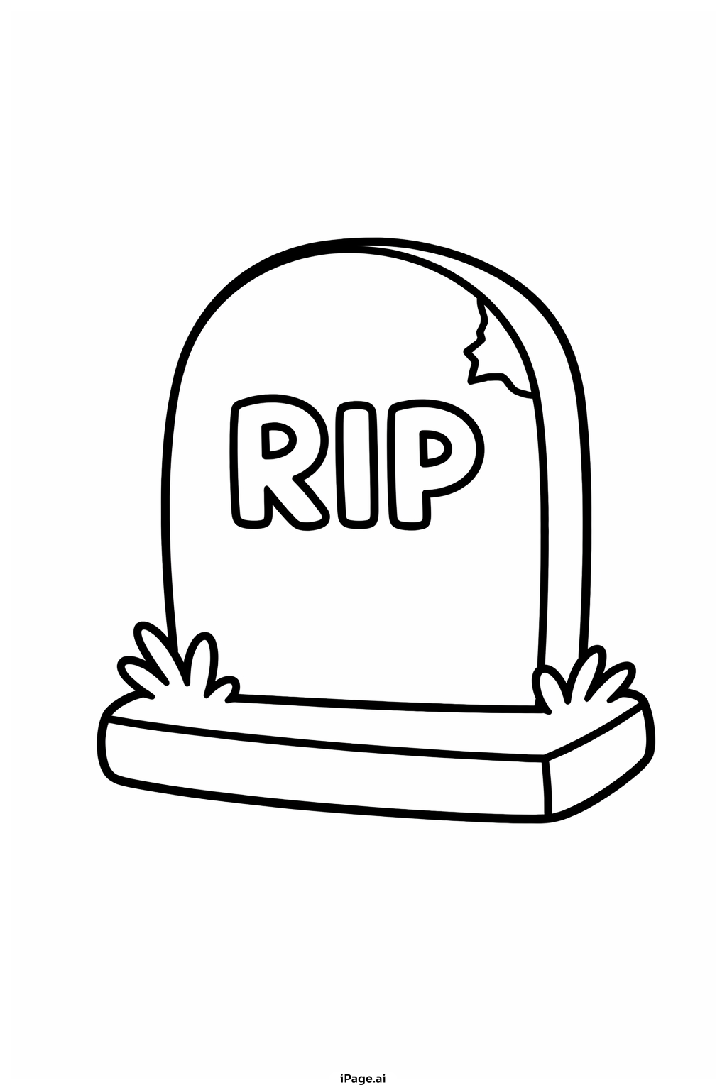  Einfacher Halloween-Grabstein Ausmalseite 