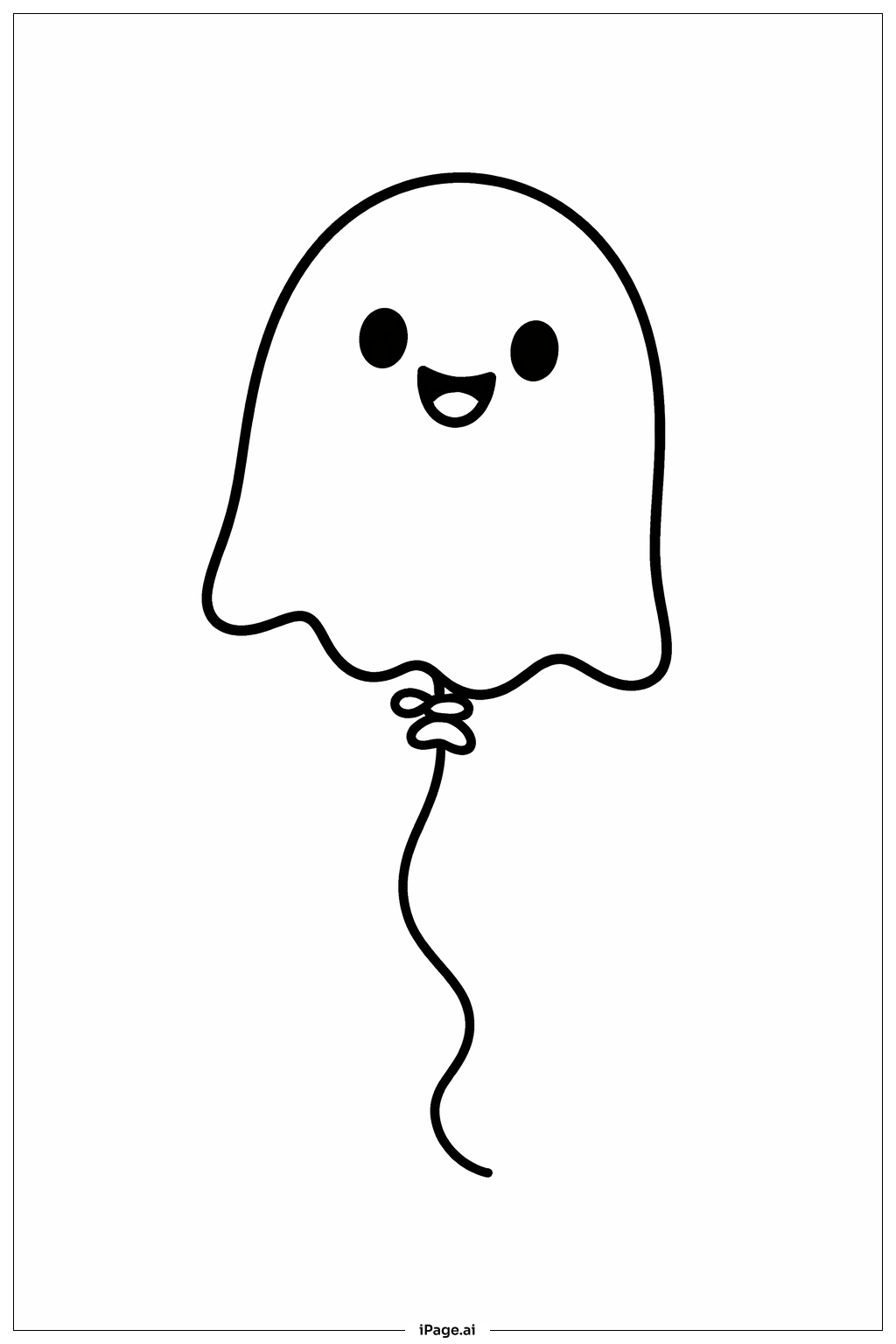  Halloween Einzelner Geisterballon Ausmalseite 