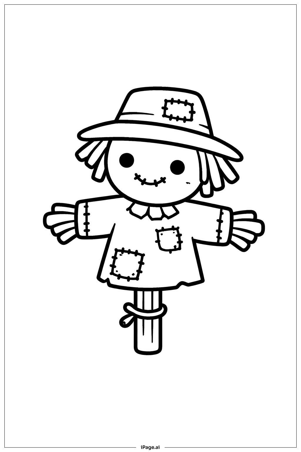  Halloween Winziger Vogelscheuche Ausmalseite 