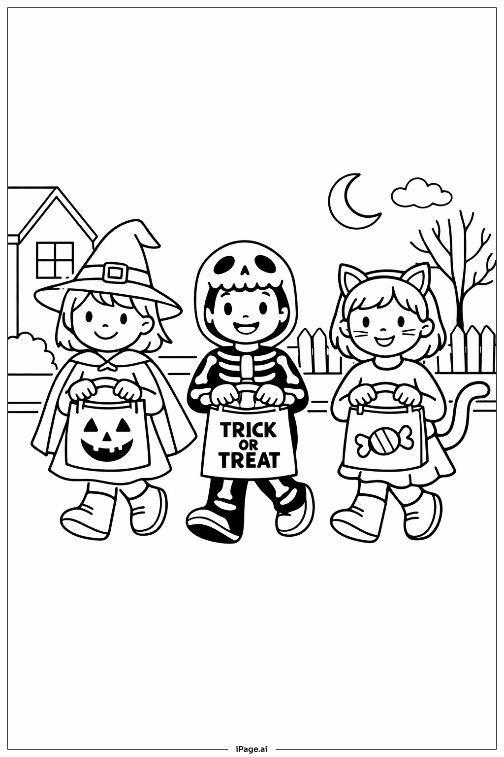  Halloween Süßes oder Saures Kinder Ausmalseite 