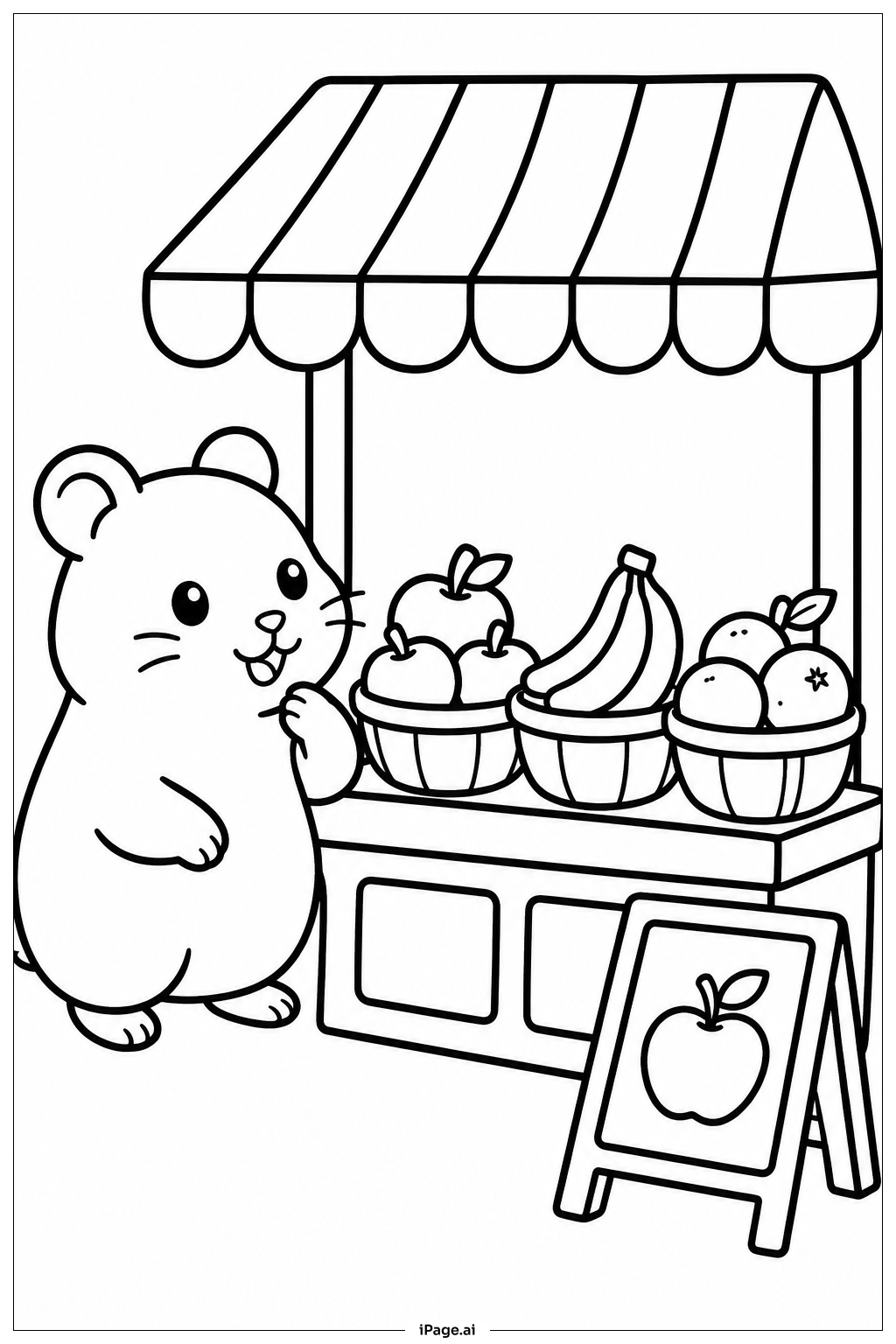  Página para colorir de Hamster No Mercado 