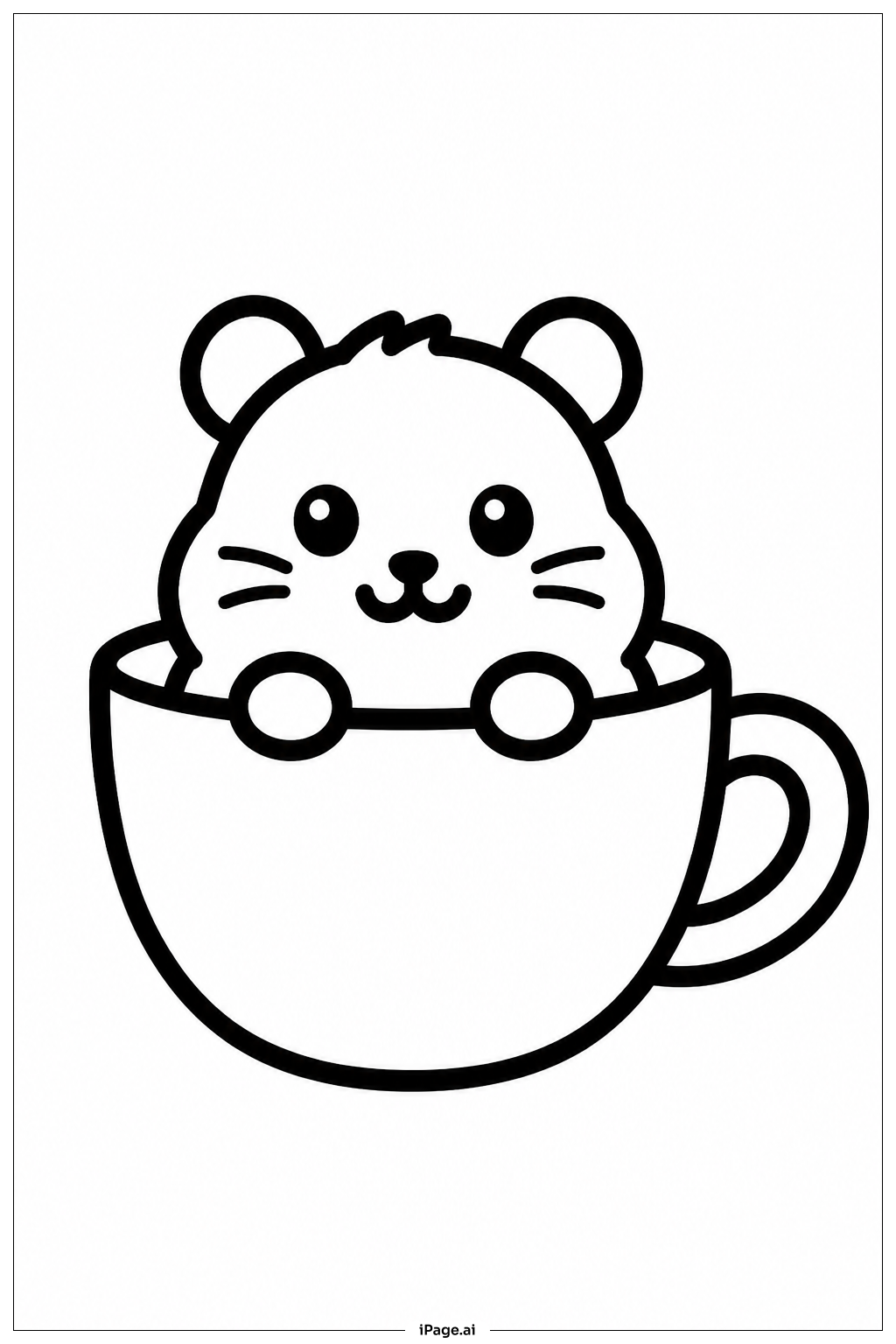 Página para colorir de Hamster Na Xícara