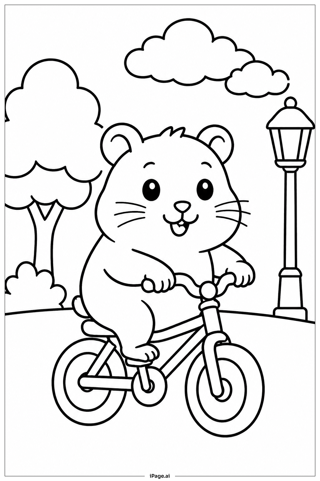 Page de coloriage Hamster Sur Vélo
