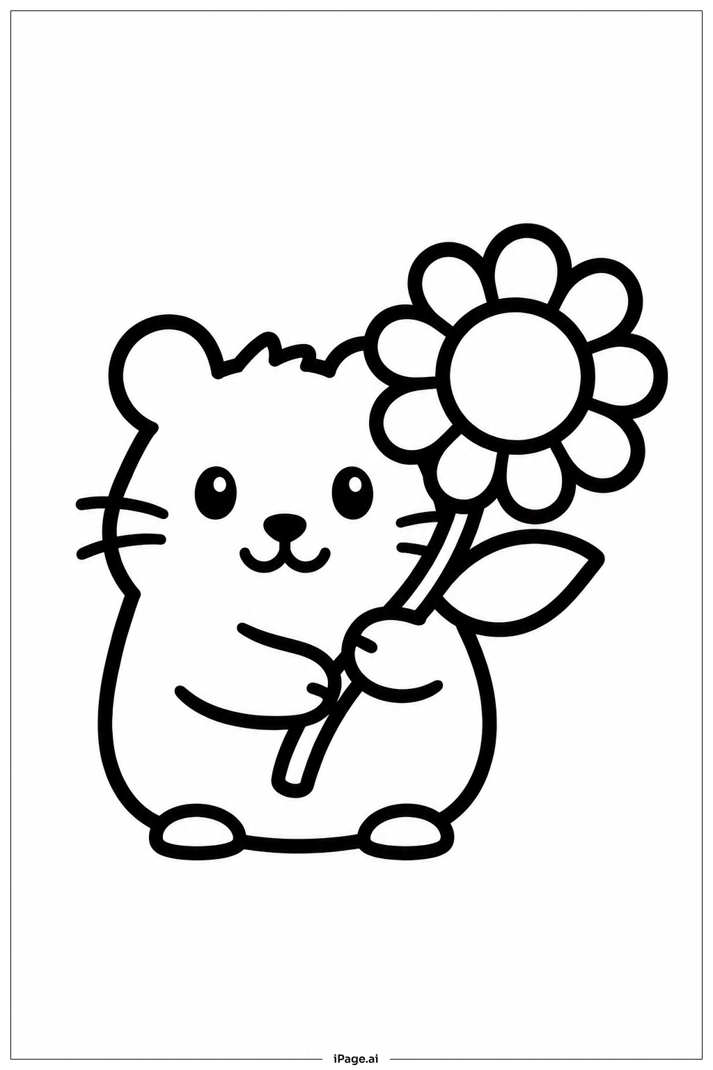 Página para colorear de Hámster con Girasol
