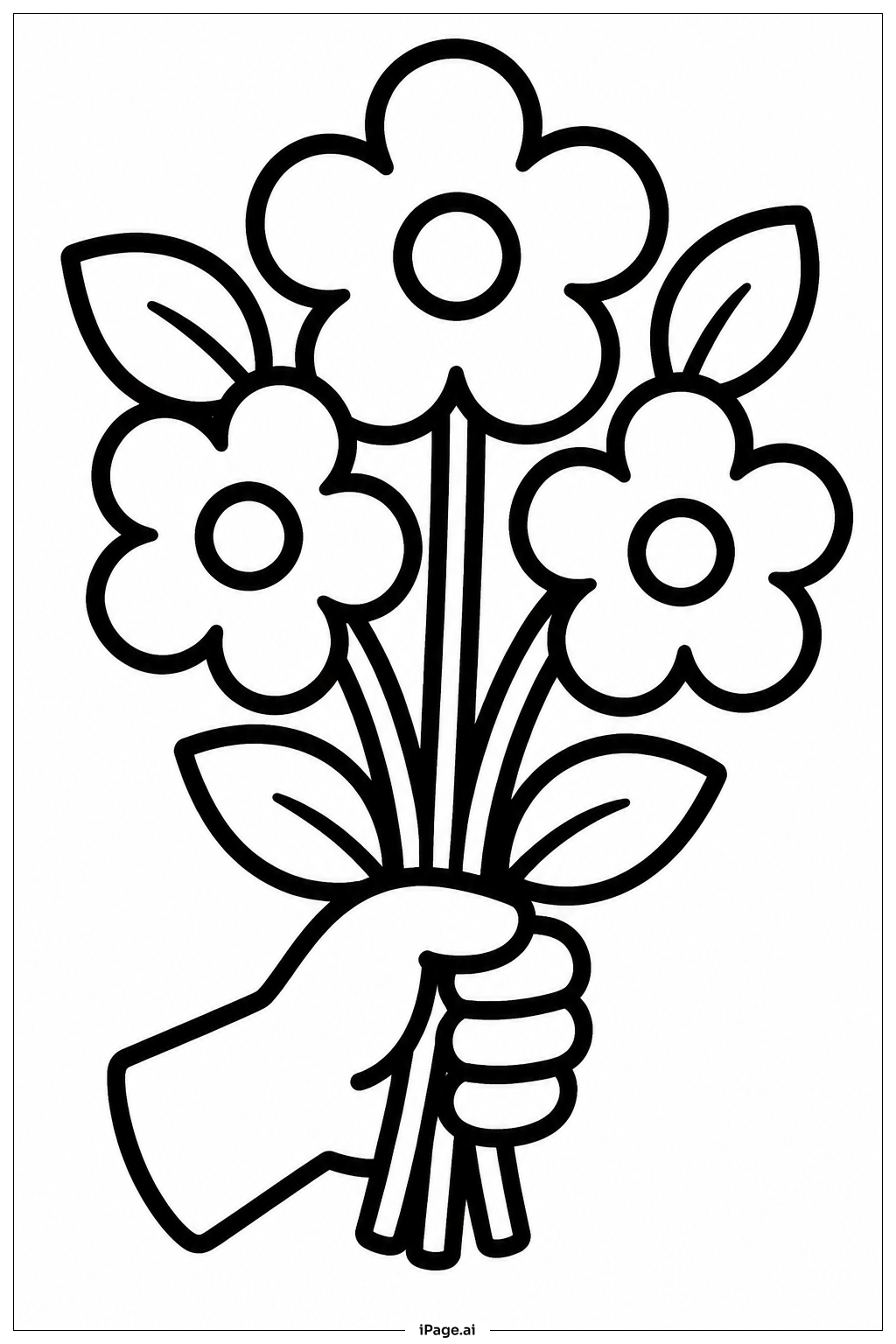  Handheld Flower Bouquet Coloring Page 
