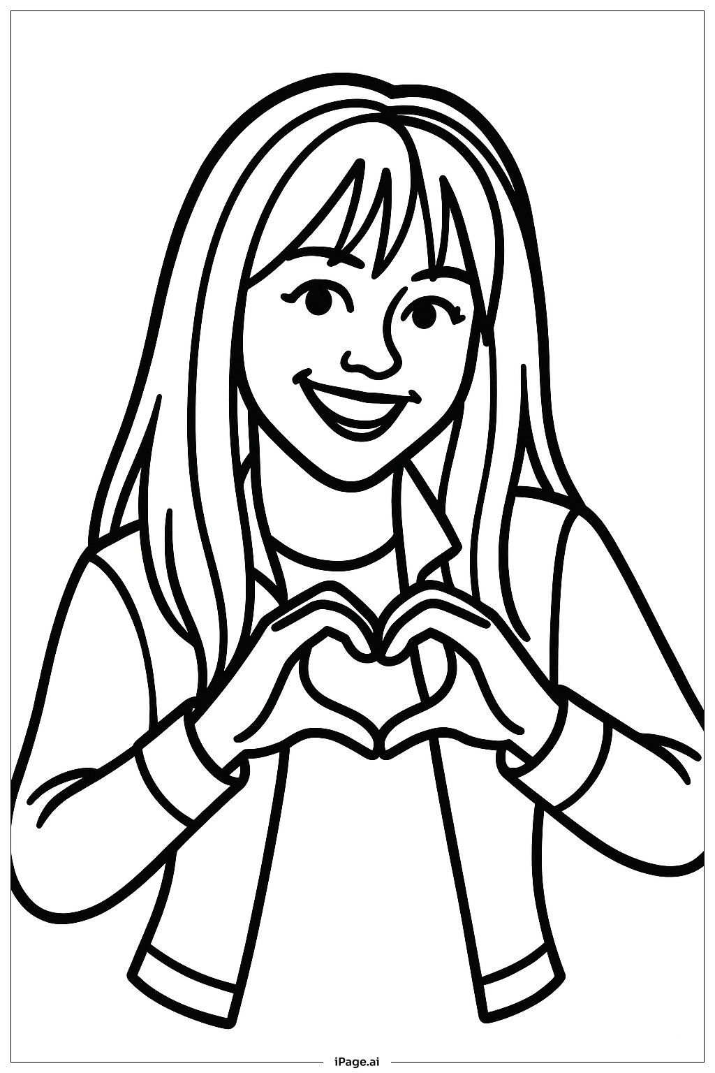Hannah Montana Heart Hand Coloring Page
