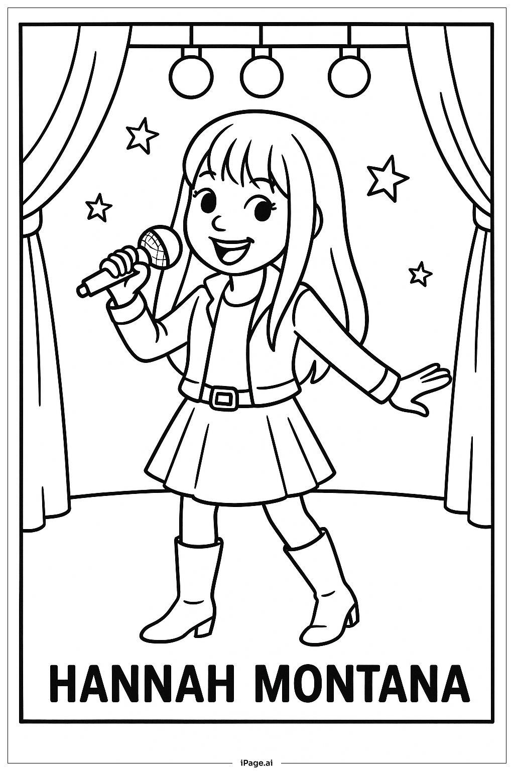 Hannah Montana On Stage Coloring Page