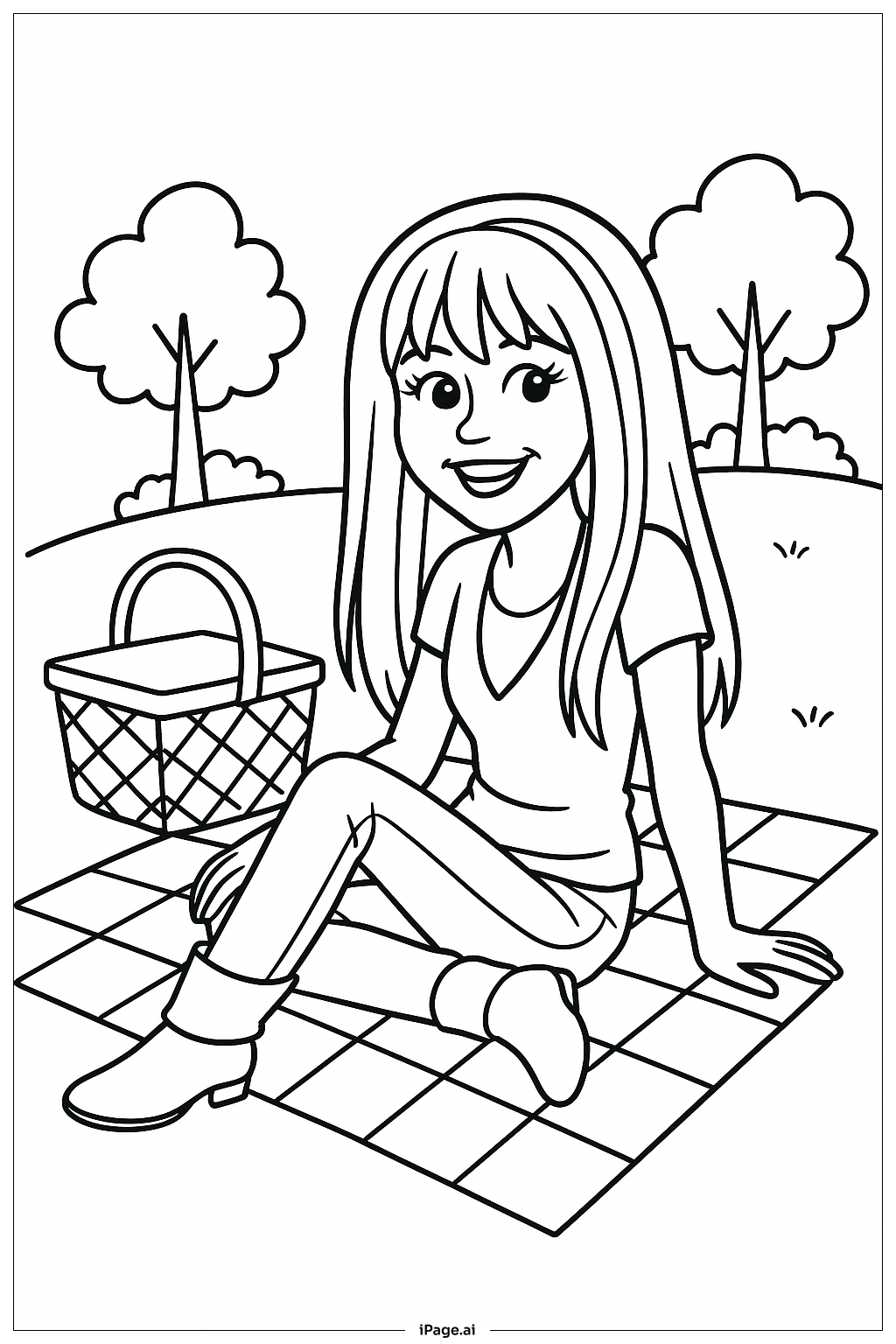 Hannah Montana Picnic Coloring Page