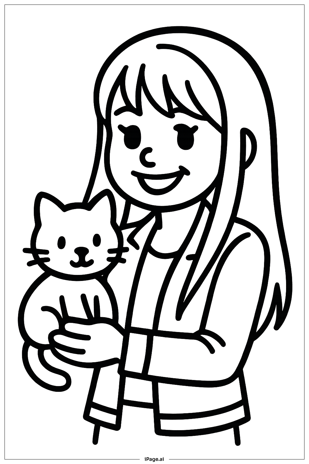 Hannah Montana With Cat Coloring Page