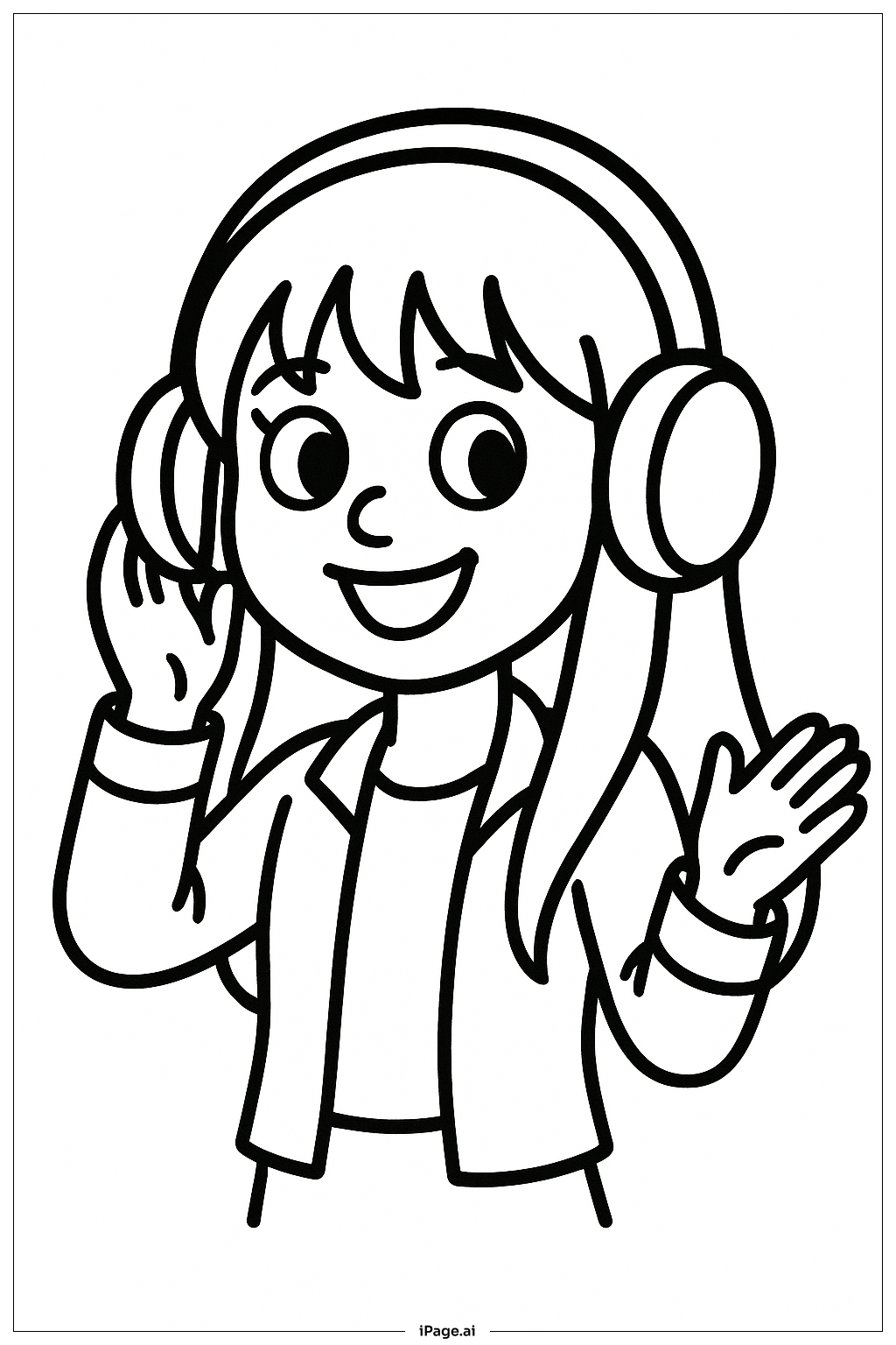 Hannah Montana With Headphones Coloring Page