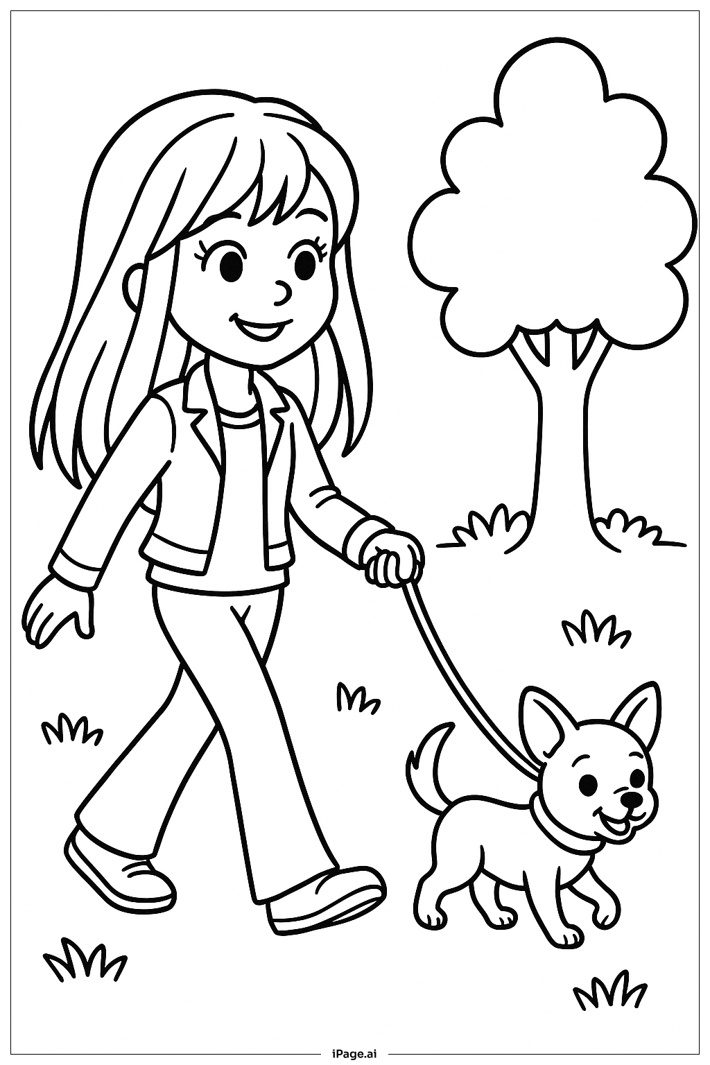 Hannah Montana With Pet Dog Coloring Page