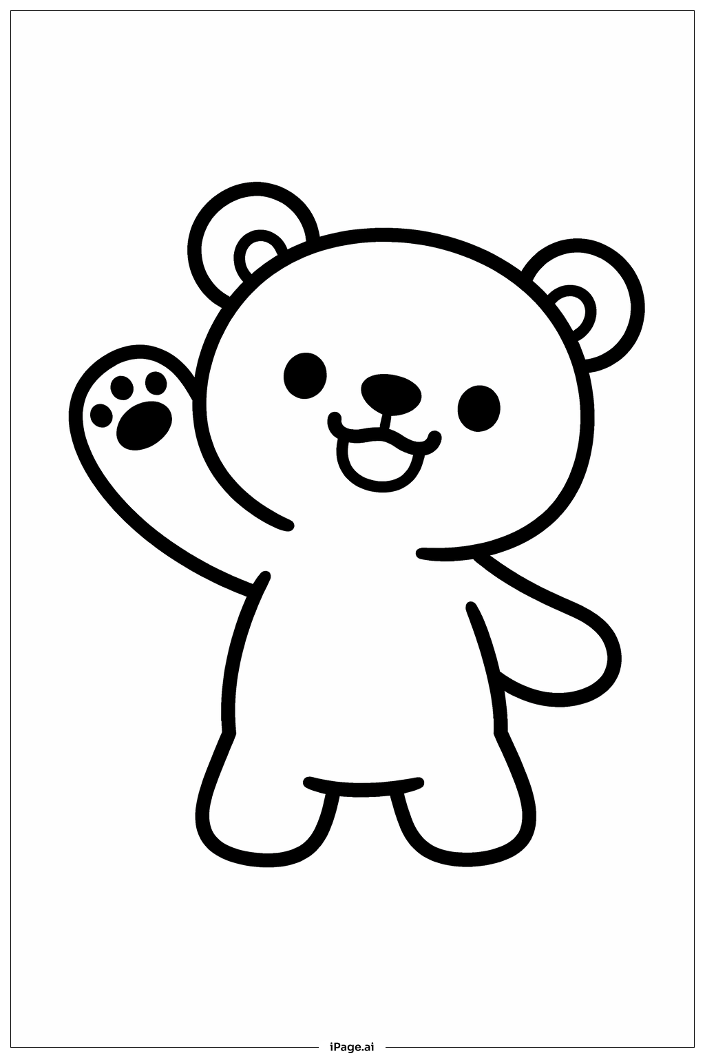 Happy Animal Waving Coloring Page